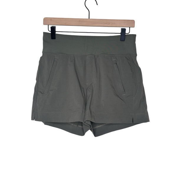Athleta Trekkie North Shorts Olive Green 4 Athleisure Gorpcore Activewear 530626 - Picture 2 of 10